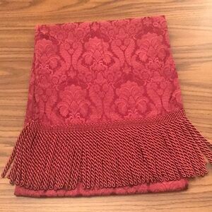 Christmas Patterned wine table runner with heavy fringe.